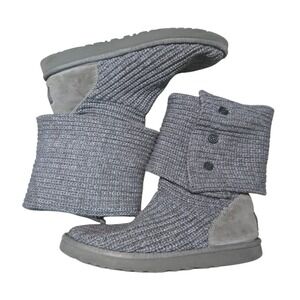 UGG Cardy #5819 3 Button Gray Classic Tall Knit Sweater Boots Womens Sz 10
